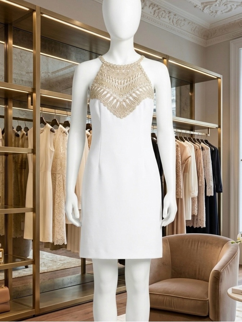 Lilly Pulitzer White Dress with Gold Crochet Detail Size 4